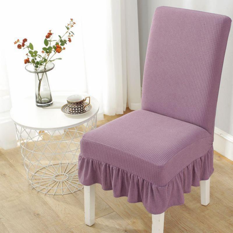 1PC Universal Chair Cover Elastic All-Inclusive Waterproof El Household Table Stool Cover Solid Colour Skirt Chair