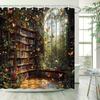 Enchanted Library Shower Curtain - Fantasy Bookshelf, Watercolor Art, Colorful Books & Butterflies, Water-Resistant