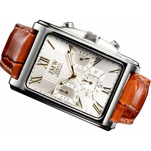 

Мужские квадратные часы JMW TOKYO, серебристо-золотые, квадратный прямоугольный хронограф, лимитированная серия, кварцевый механизм Seiko, кожаный ремешок, натуральная кожа, Sim