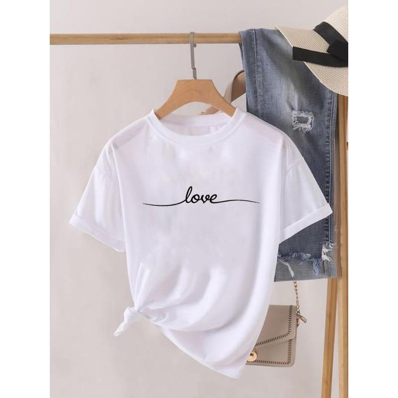 (Europeisk storlek) Akvarell T-shirt Geometrisk Kortärmad T-shirt Rundhalsad Kläder Topp Vardaglig Mode Tryck Dam Kvinna Grafiska T-shirts