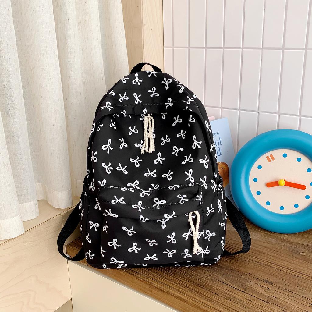 Schoolbag new simple floral bow junior high school students backpack casual versatile schoolbag fresh large capacity backpack