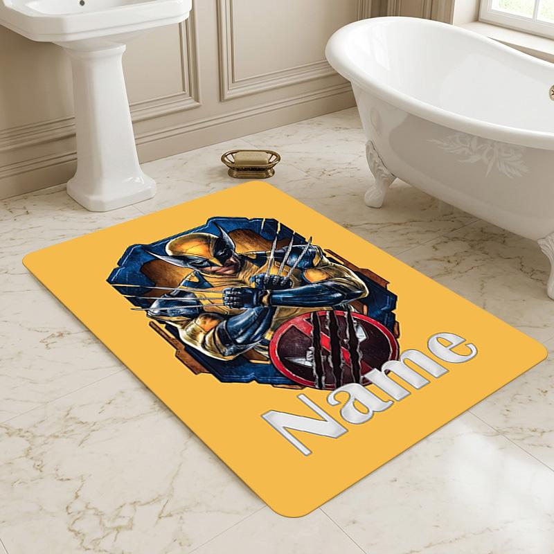 Personalized Name Wolverine Deadpool Living Room Non-Slip Area Rug Soft Carpet for Bedroom Kids Playroom Sofa Office Home Decor Doormat