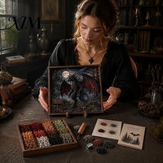 Zestaw do Artystycznego Wciskania Tkanin 3D DIY, Kreatywny Zestaw Rękodzieła, Projekty Leśne Fantasy Zwierzęta Zestaw do Prasowania dla Dorosłych Początkujących,