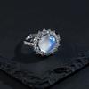 New Chinese Natural Moonstone Egg Surface Ring Women's Niche Design Sense Light Luxury High Sense Versatile New Trendy Ring