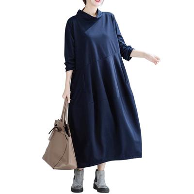 Merelop Ceto Long High Long Solid Maxi Plus Loose Perfect for Everyday Winter Women's Dress, Autumn/Winter, Neck, Sleeves, Tunic, Color, Dress, Sizes,