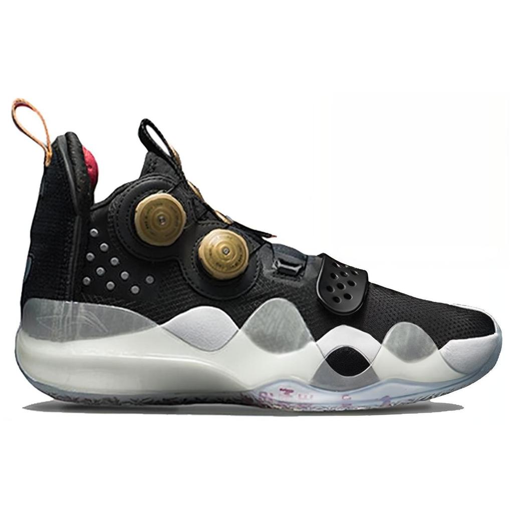 Li Ning WOW 8 Retirement Night Comfortable PU Cushioning Slip Resistant Mid top Basketball Shoes Men's Black ABEP001-3