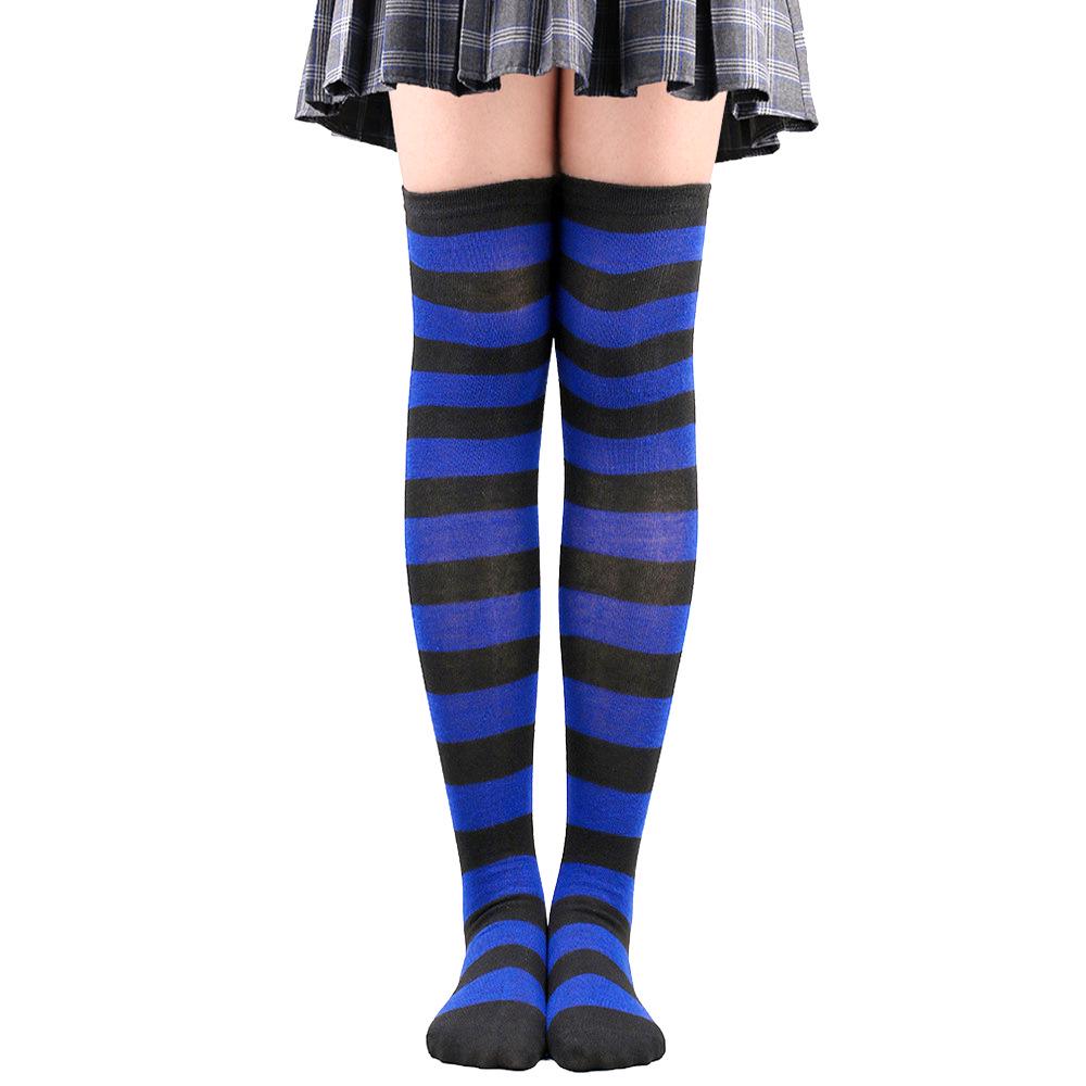 Women's Zebra Striped Thigh-High Socks: Japanese & Korean Style Over-the-Knee Halloween Cosplay Performance.