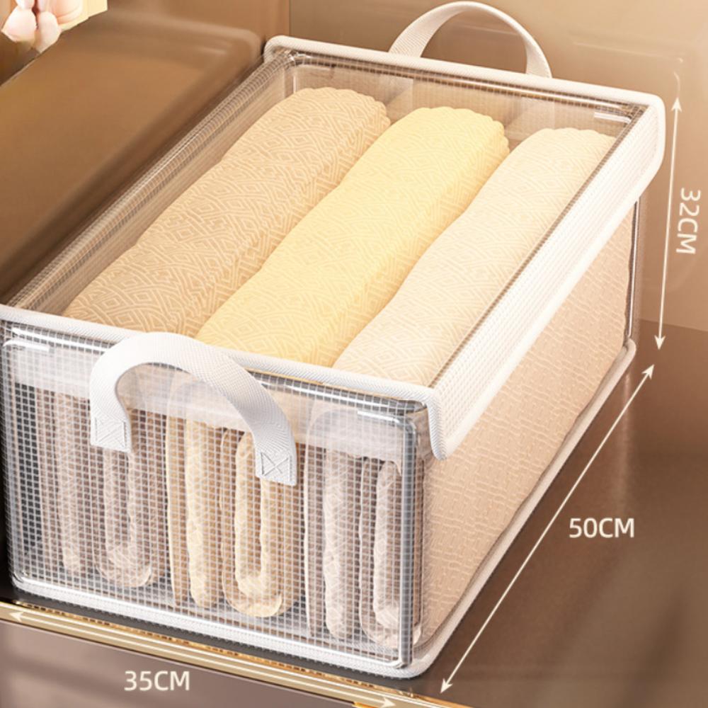1 Piece PVC Foldable Organizers Transparent Waterproof Stackable Storage Bin for Clothes Quilts Dust-proof Drawer Storage Basket