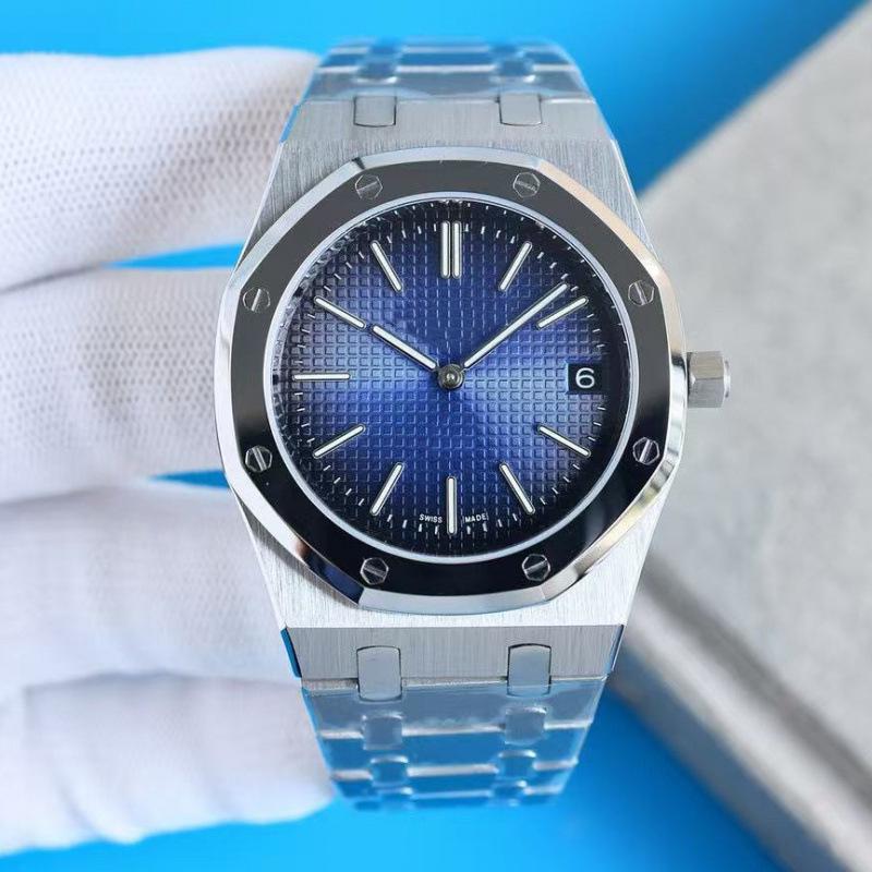

Мужские автоматические наручные часы Aijia Royal Oak серии 15500 из нержавеющей стали с календарем и люминесцентными элементами. Domestic