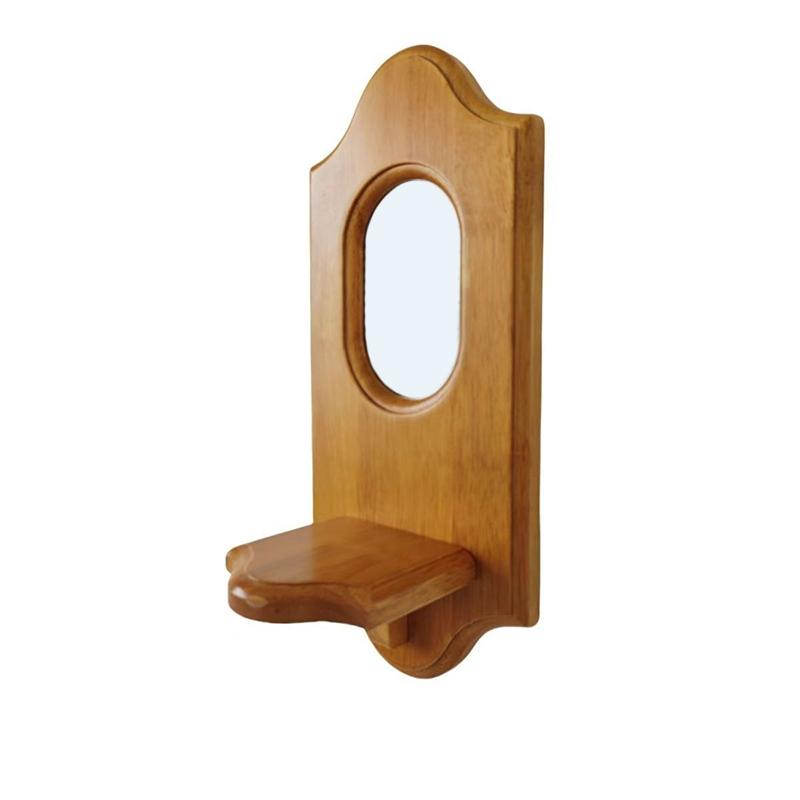 Vintage Wood Candlestick Wall Mirror Hanging Candle Holder Wall Decoration Wall Rack Wall Mirror With Shelf Home Decoration