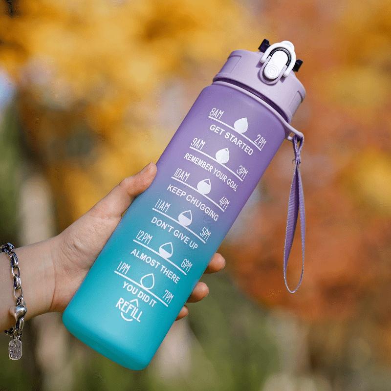 2litrová láhev na vodu se slámou Dámské Dívčí velké přenosné cestovní láhve Sportovní Fitness Cup Léto Studená voda s časovým měřítkem