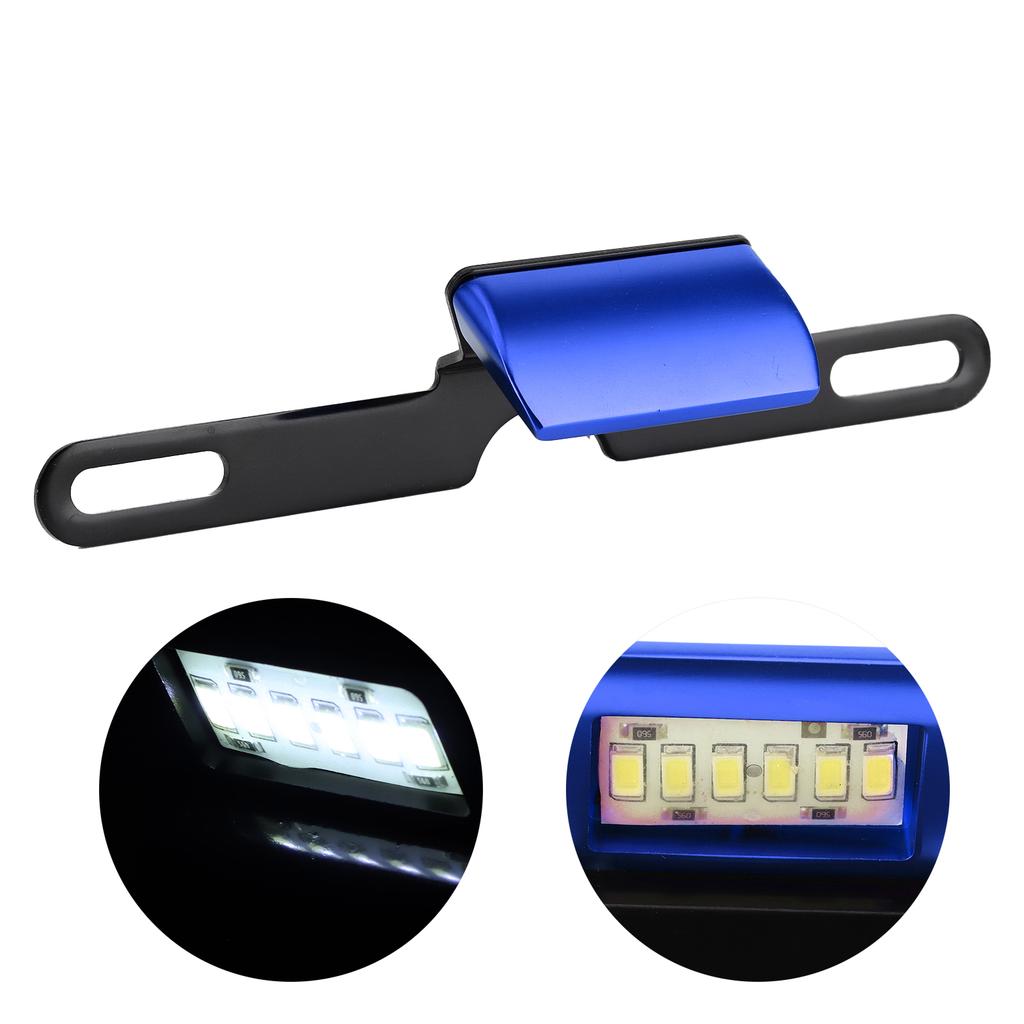 Luz de Matrícula Universal para Motocicleta Aluminio CNC Luz Trasera 6 LED Iluminación de Montaje Trasero Azul