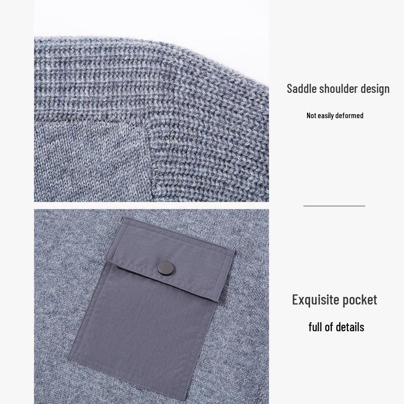 Luozi Men's Winter Thick Crew Neck Wool Blend Sweater