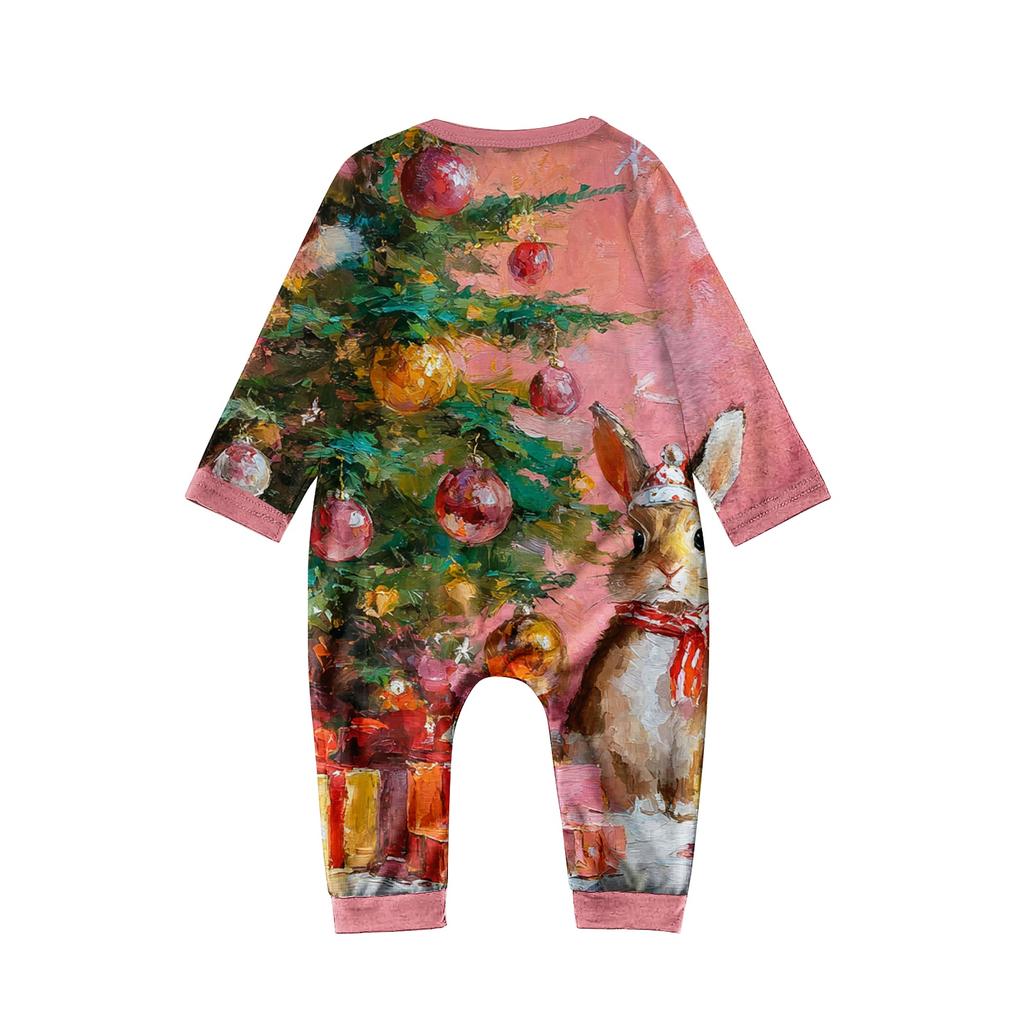 Parent Child Outfit - Christmas Printed Home Outfit Set With Shoulder Length Long Sleeved Top And Pants Set