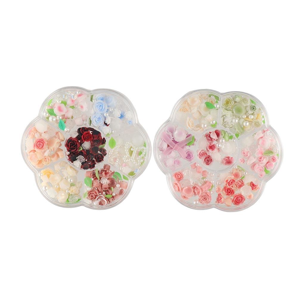 Gemischte Perlen Rosen-Nageldekorationen Maniküre-Ornamente Rosen-Nagelsteine Mädchen/Damen