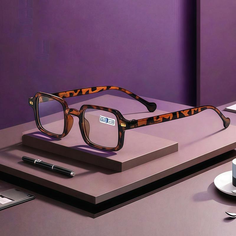 New Retro Anti Blue Light Reading Glasses Square Frame Middle Aged Elderly Vision Glasses 576 Rice Nailed Design