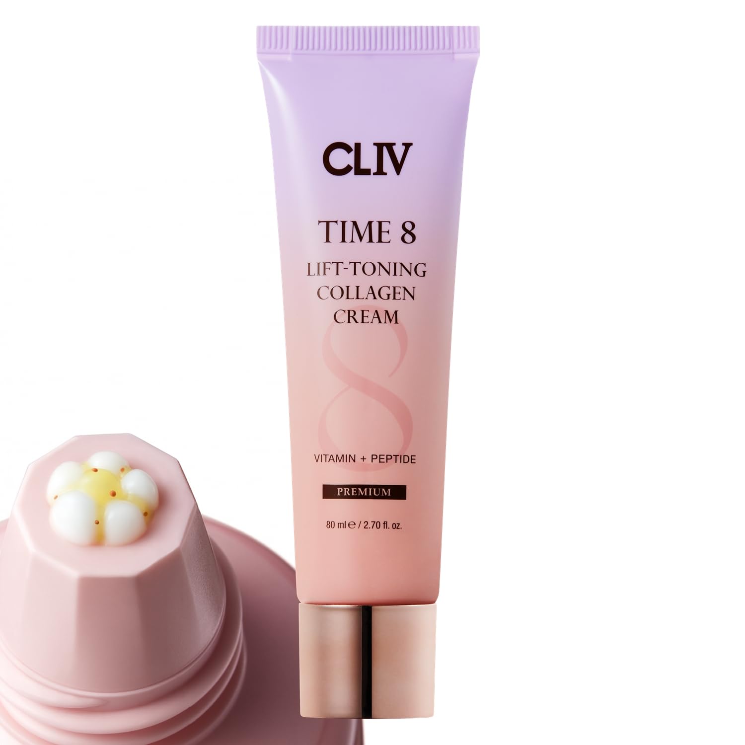 CLIV Time 8 Collagen Cream Face Cream - Moisturizing, Firming, Vitamins, Peptides, Niacinamide - Korean Skincare - 80ml