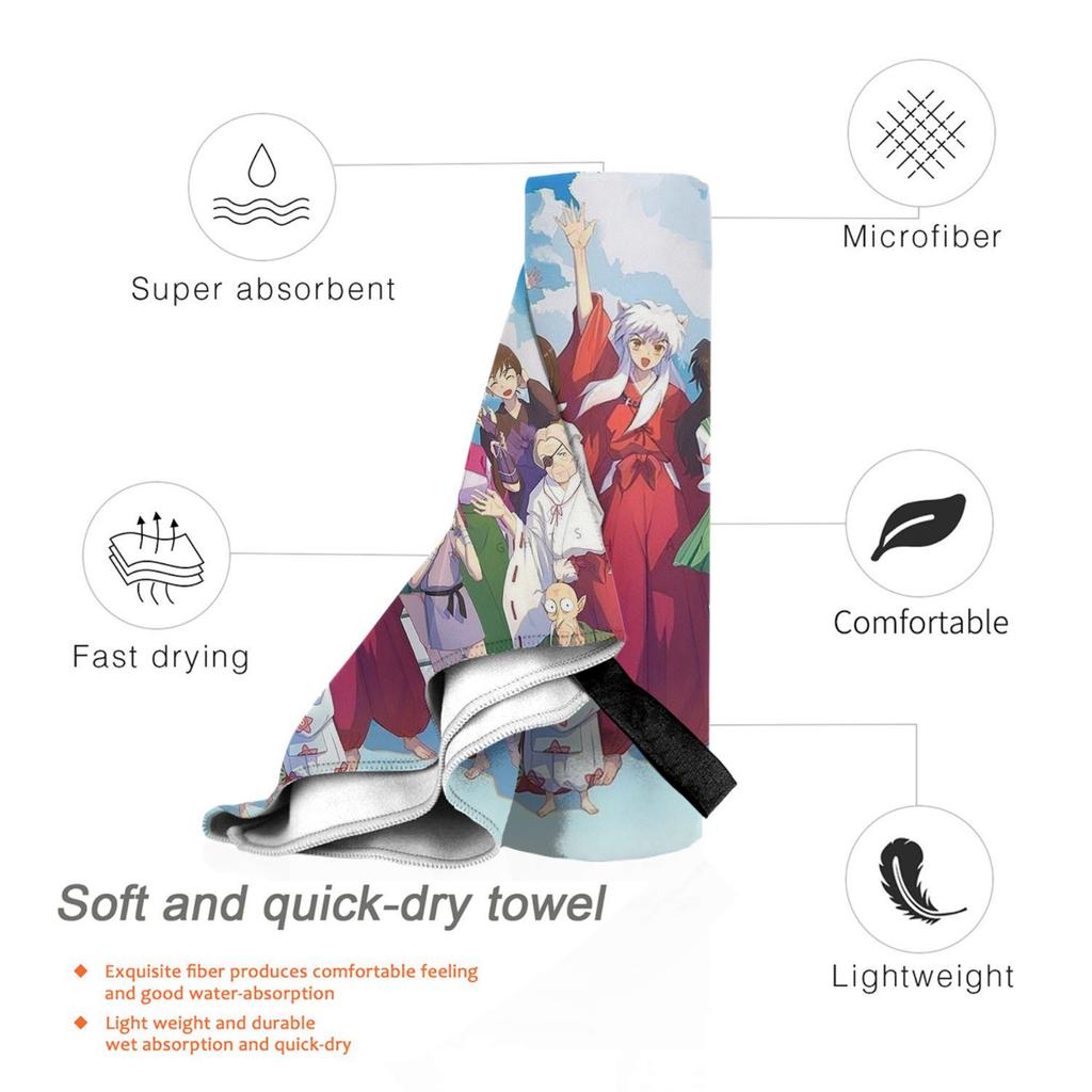 Inuyasha Anime Beach Towel Soft Microfiber Quick Dry Absorbent Quick Towels For Pool