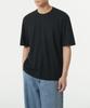 Linen Blend Relaxed Crew Neck T-Shirt [Black]
