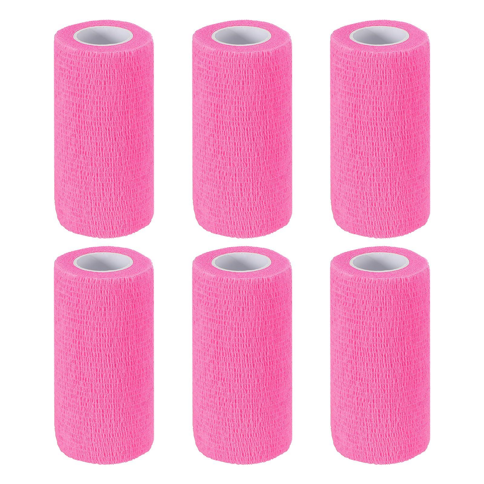 

PATIKIL x Bandage Elastic Wrap Tape for Stretching Athletic Sports Wrist Ankle Bright Pink 4 177 Self-Adhesive Wraps, 6-Piece Self-Breathing