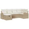 Garden Sofa Set with Cushions and Storage 6 Pcs Beige Poly Rattan