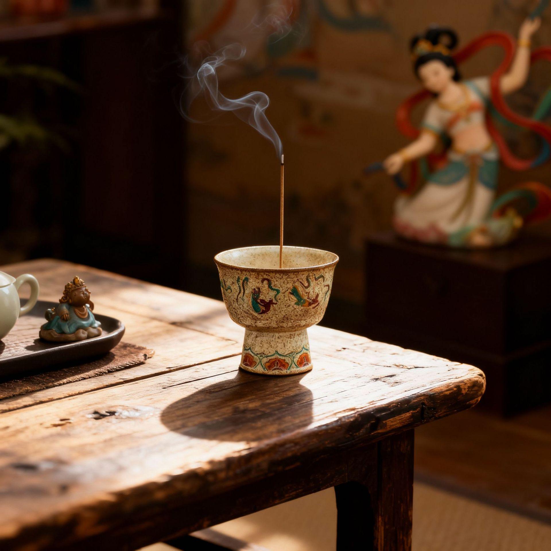 Dunhuang Flying Apsaras Ceramic Incense Burner – Exquisite Retro Ornament & Stick Holder