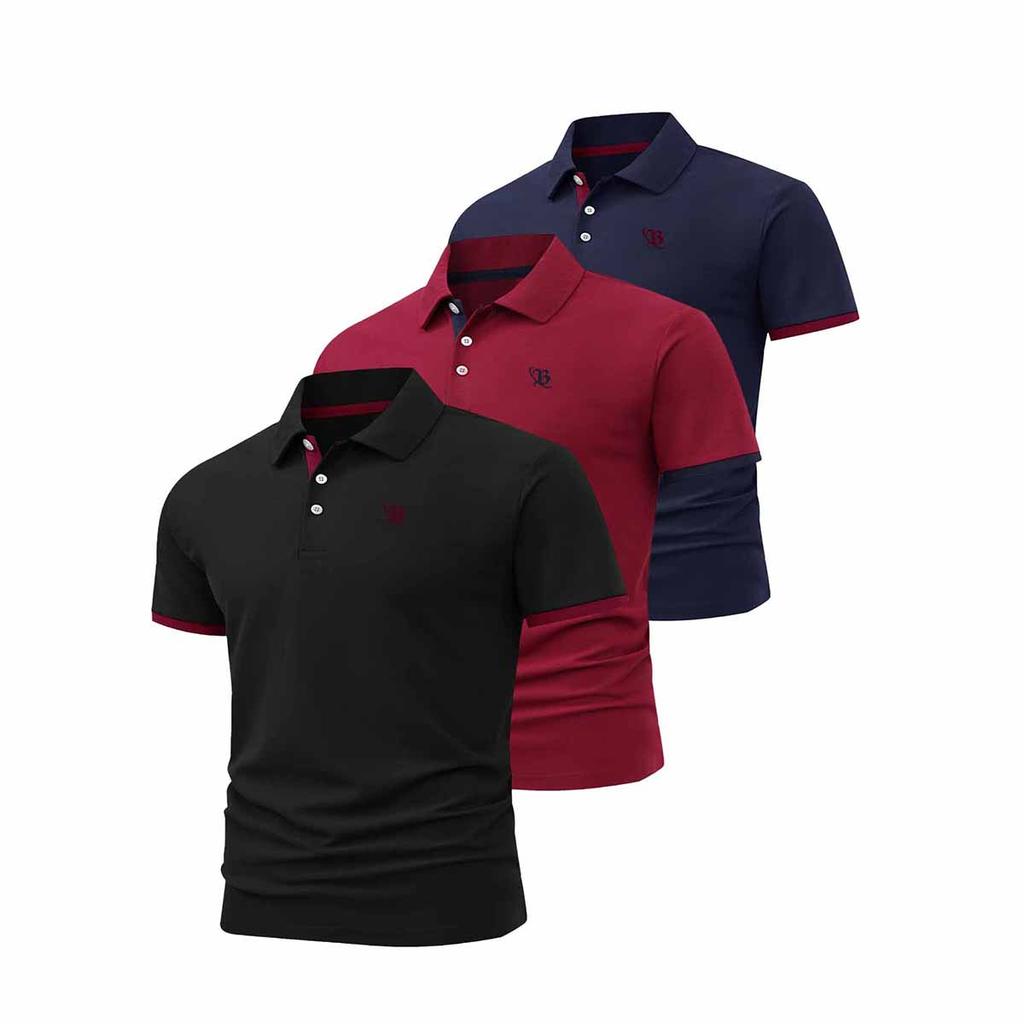 3balení pánských polo triček, Klasický styl, Topy pro práci, volný čas a každodenní nošení
