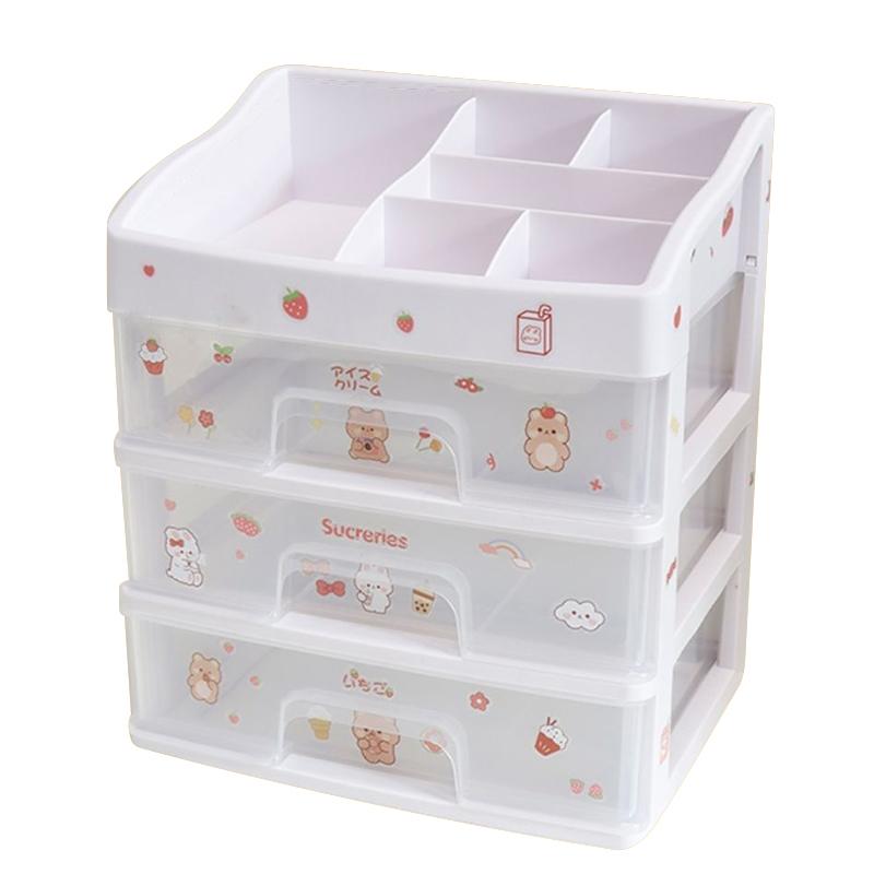 

Простой и прозрачный ящик для хранения, органайзер для косметики, шкатулка для макияжа, настольная полка для студенческого общежития белый