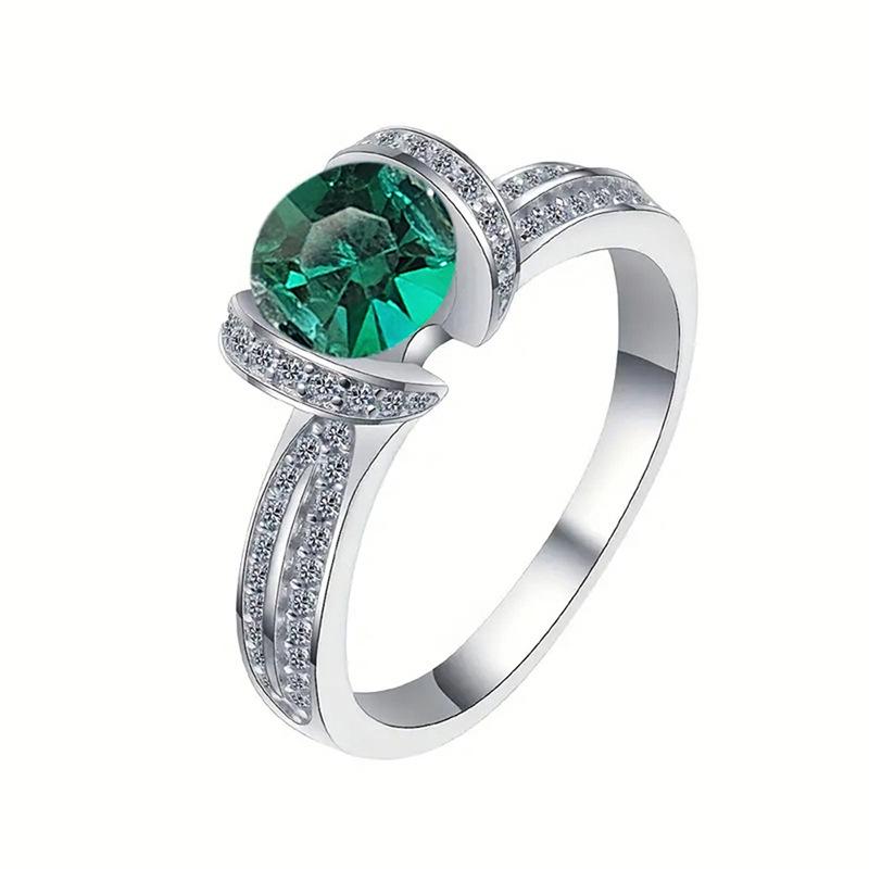 Emerald Ring Woman, Light Luxury High-End Lady Ring, Elegant Temperament Dress Accessories