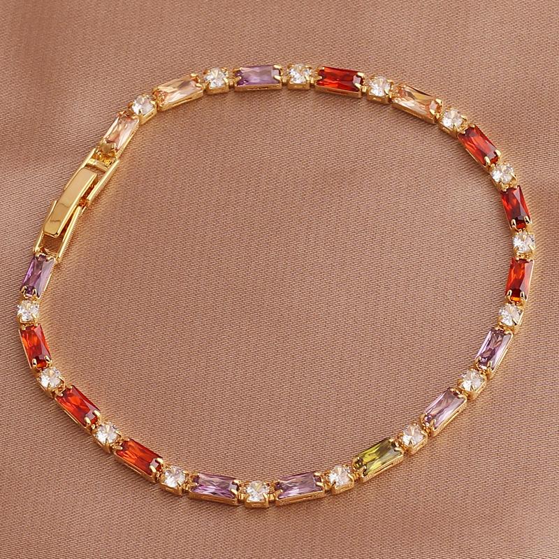 Luxury Rainbow Iced Out Zircon Tennis CZ Bracelet Women's Stretch Adjustable Bracelet Hippie Fashion Accessories Jewelry Gifts