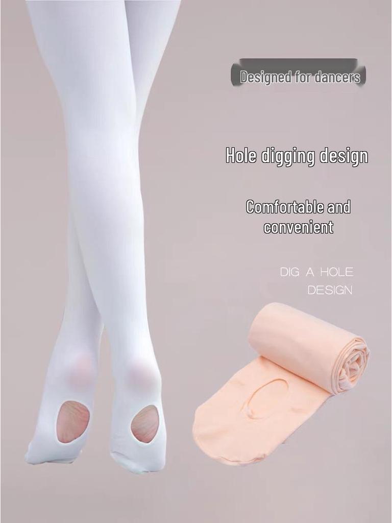 Children's Seasonal 80D White Velvet Cut-Out Dance Tights