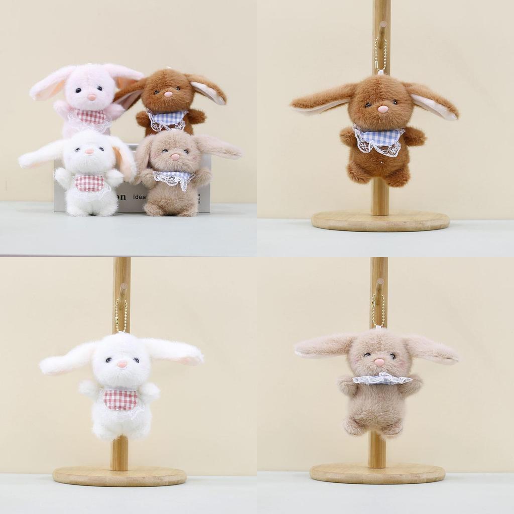 Cute Plush Bunny Pendant Keyring Fluffy Stuffed Animal Decorative Doll For Bags