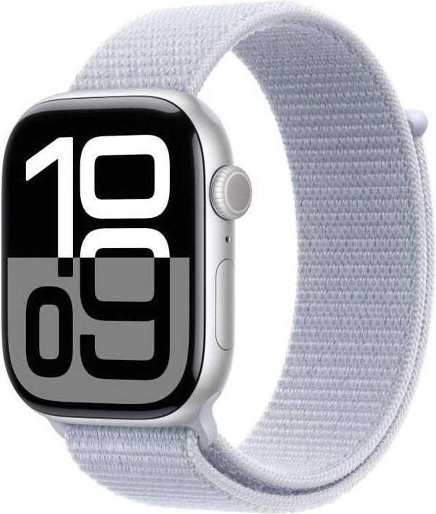 Apple Watch Series 10 4G 46mm Aluminium Silber Sport Loop Blaue Wolke