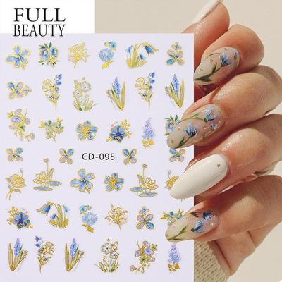 Nagel-Aufkleber-Aufkleber, Blumen-Blatt-Schmetterlings-Liebe, einfacher GALAXY-STIL, Nagelaufkleber für Maniküre, Nagel-Kunst-Aufkleber