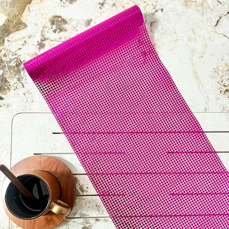 Gold Foil Plaid Sequin Party Table Runner