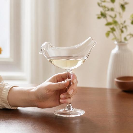 1/2Pcs Bird Shaped Cocktail Martini Champagne Glass Clear Whiskey