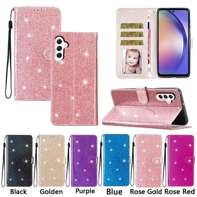 Bling Flash Leather Protect Case For Samsung Galaxy A06 A05S A13 A14 A15 A16 A23 A24 A25 A33 A34 A35 A53 A54 A55 A73 M53 Wallet