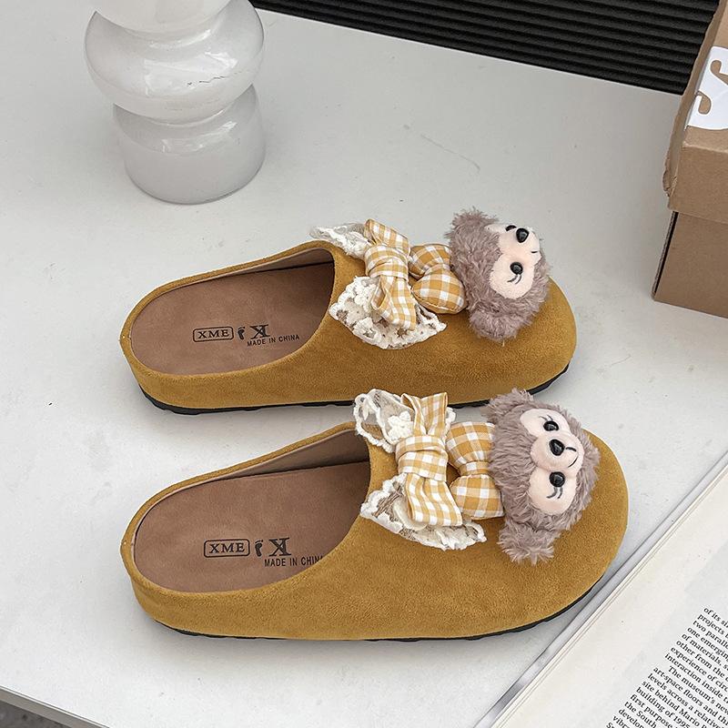 Cartoon cute slippers women wear bag head cool slippers new soft bottom versatile half slippers women