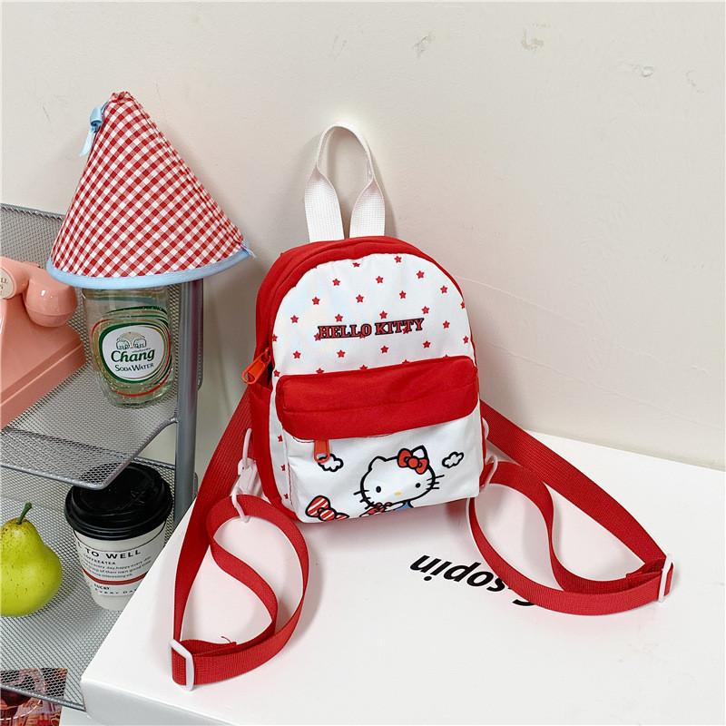 Hello Kitty Canvas Mini Backpack For Kid With Zipper Closure And Interior Pouch