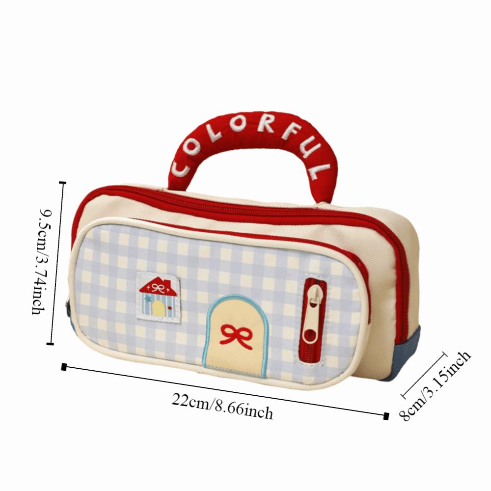 Large Capacity Dopamine House Pencil Bag Embroidered Pen Pencil Case Stationery Storage Bag  Kids