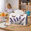2D Flat, 1 Lavender Butterfly Floral Bouquet Tissue Box Cover, Tissue Box Storage Box, Daily Decoration, Multi-functional Lid. Suitable for Home, Tiss