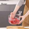 Modern Fruit Storage Clear Self Rinsing Berry Washing Bowl, Side Drain Spout And Spiral Convex Portable Basket Cleaning Container, Plastic Colander