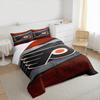 3 Piece Bedding Set Philadelphia Flyers NHL Hockey P Logo Black Orange Silver Stripes Distressed Texture Sports Print for Men Room Decor