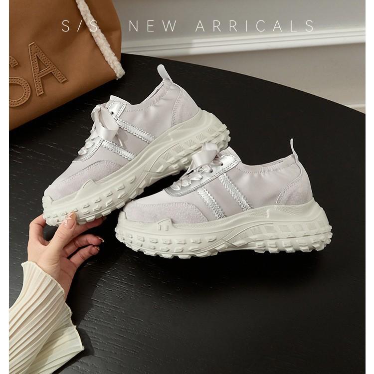 Small thick-soled inner height-increasing Forrest Gump shoes for women's 2025 new summer leather breathable satin casual German training shoes