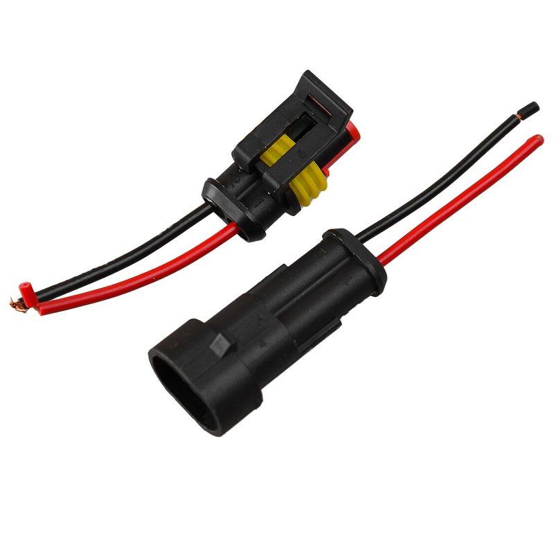 10 Sets Waterproof Superseal Electrical Wire Male Female Connectors Plugs With Cable 12V 16 AWG IP67