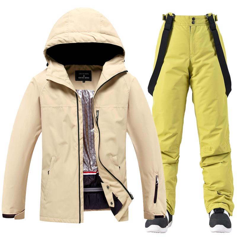 Unisex White Ski Suit Set: Winter Outdoor Snowboard Pants and Jacket for Couples