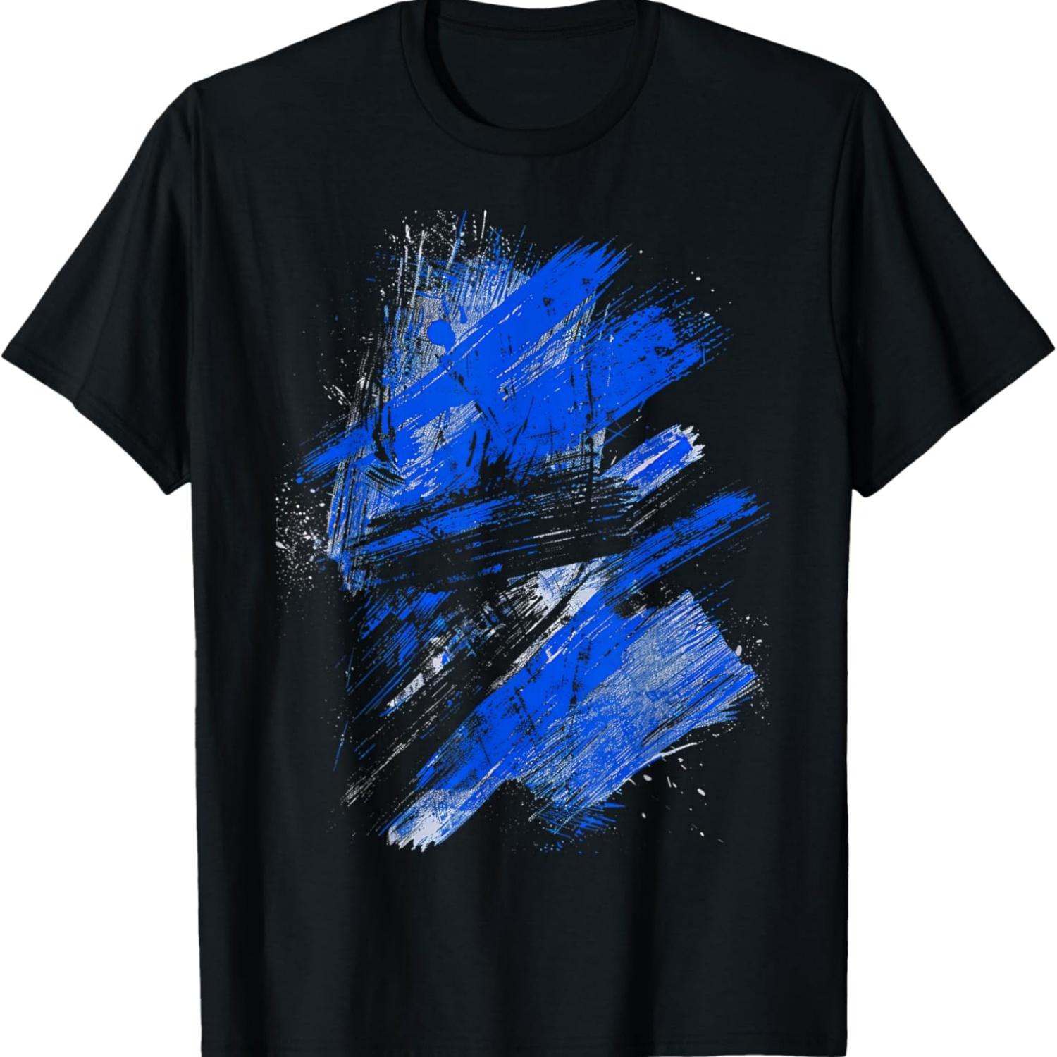 

Blue And Black Artistic Splash Graphic T-Shirt XXXXXL чёрный