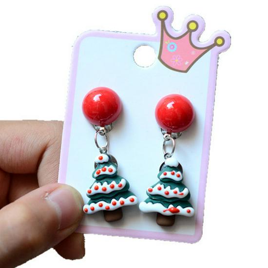 Colorful Acrylic Santa Claus Cartoon Earrings – Parent-Child Style Clips