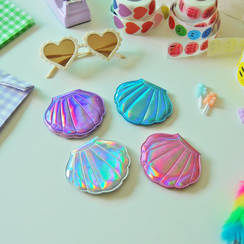 Holographic Shell Hand Mirror (4 Colors) (4) Blue