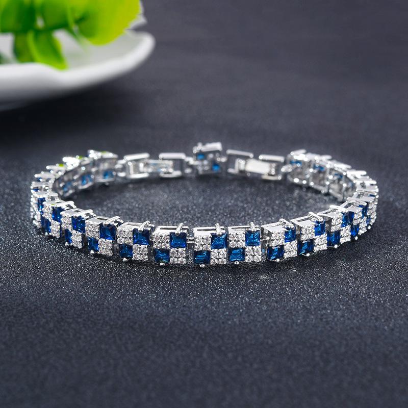 Hip Hop Women'S Crystal Bracelet Polka Dot Zircon Color Jewelry Electroplating Jewelry Flash Tennis Bracelet